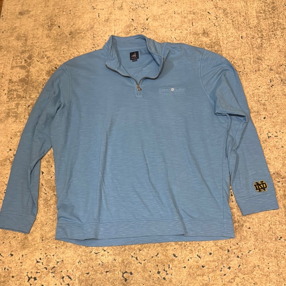 johnnie-O Men’s Light Blue Quarter-Zip Notre Dame Pullover Size -XXL